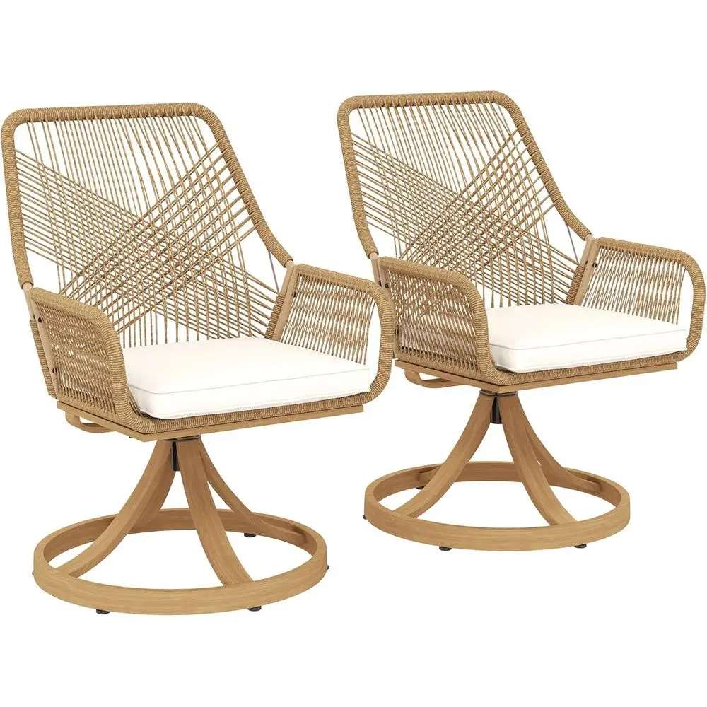 

2-Piece Rattan Patio Dining Set with Cushions, Ideal for Outdoor Spaces in Khaki