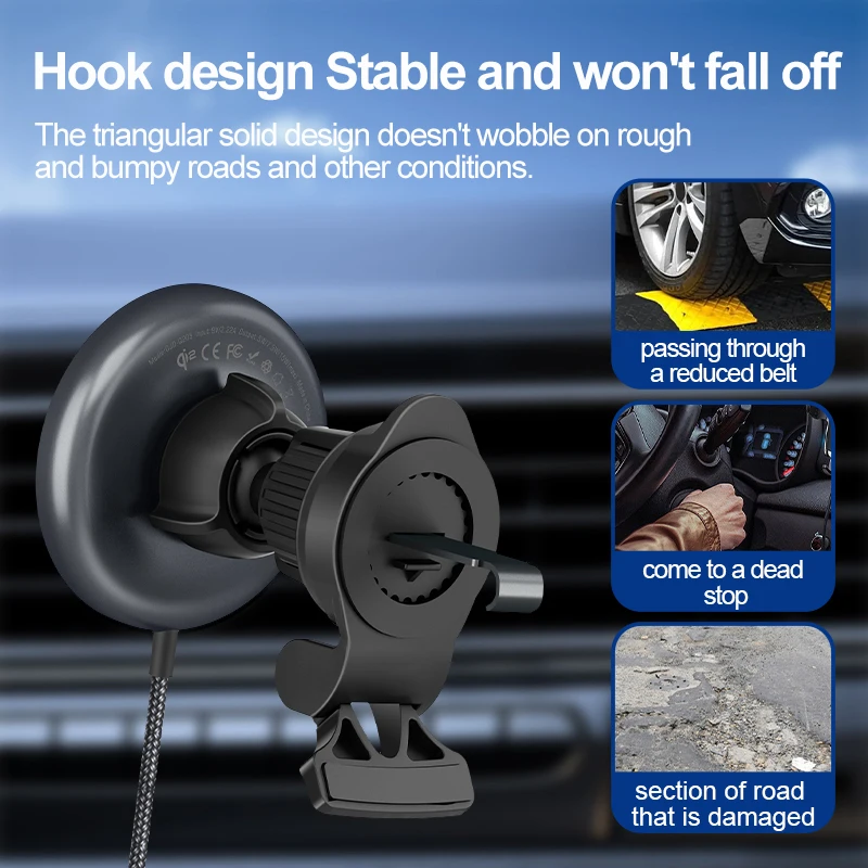 

Qi2 Wireless Car Charger Car Holder Vent Mount 15W Fast Charging for iPhone 16 15 Pro Max 14 13 12 Air Vent Mobile Phone Stand