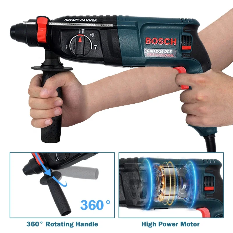 أداة المطرقة الدوارة Bosch gbh2-26d ونظام SDS-Plus بقدرة 810 وات مع الملحقات
