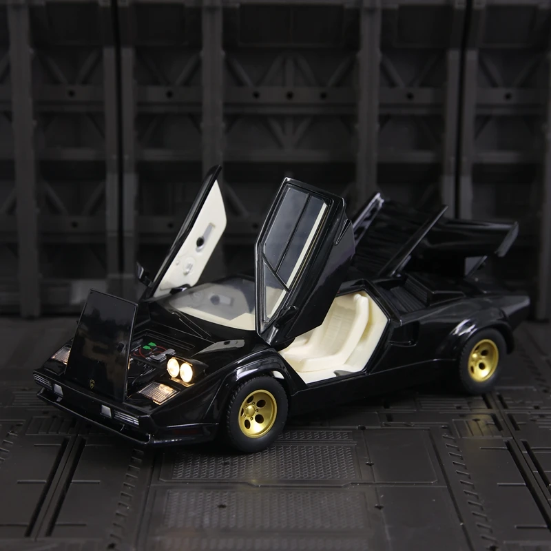 Modelo de carro esportivo de liga 1:24 LP500S, portas e capô do motor, porta-malas pode ser aberto, carro de brinquedo com amortecedor de direção infantil