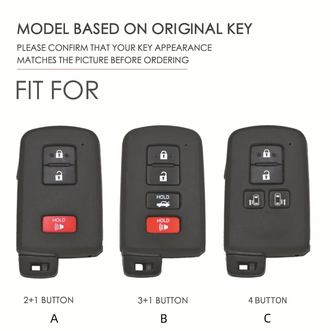 Genuine Leather Car Key Case Cover for Toyota Camry Yaris RAV4 Highlander Sienna Smart Remote Fob Protector Keychain 3/4 Button