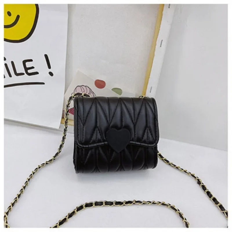 Princess Chain Children's Bag Fashion Heart Baby Girls Small Shoulder Bags Lovely Mini Square Messenger Bag Coin Purse Handbag