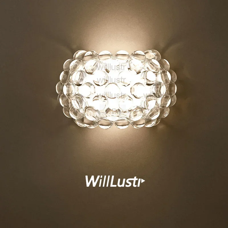 Modern PMMA Bead Wall Sconce Light Acrylic Ball Caboche Wall Lamp LED R7S bulb clear amber bead Lighting