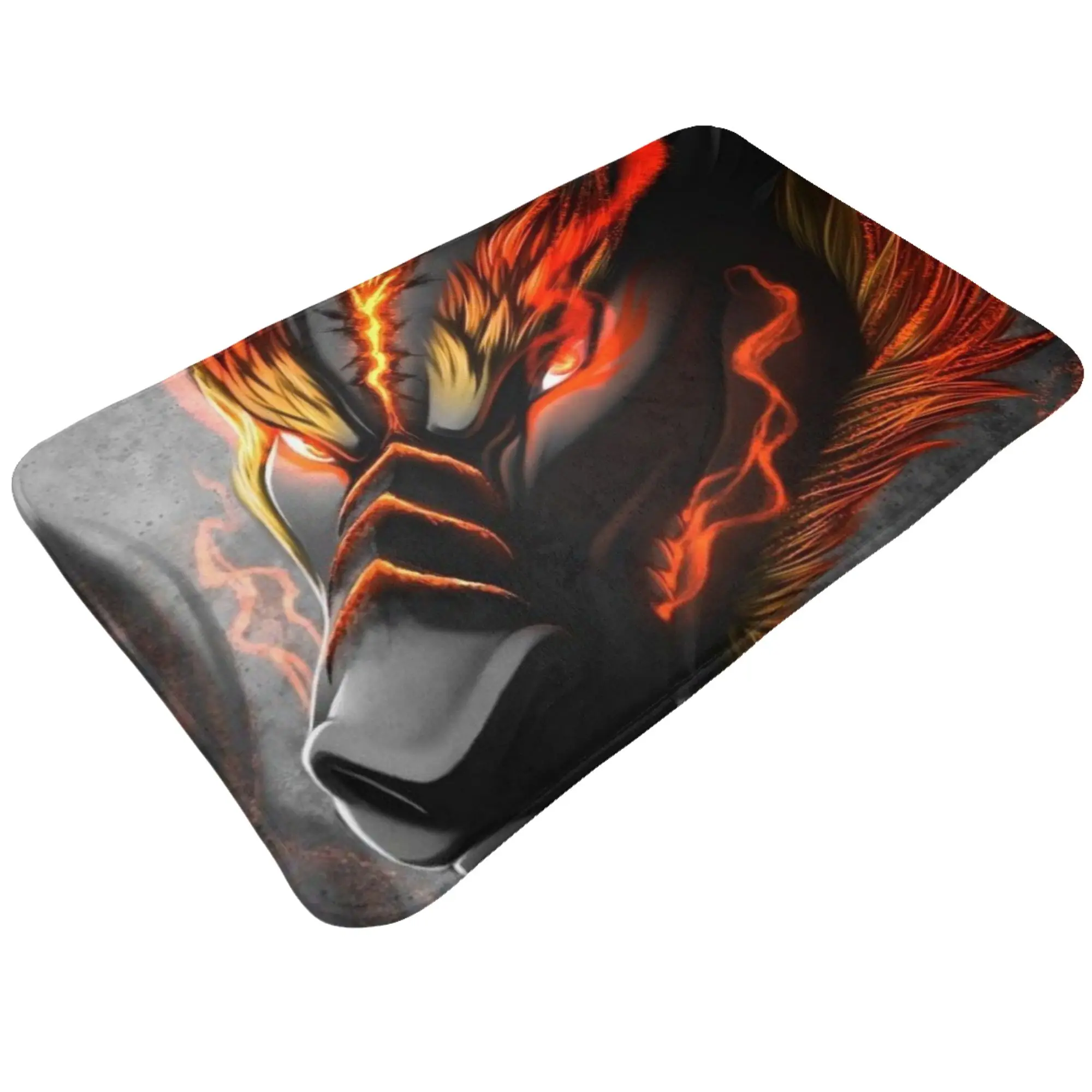 Fiery Red Black Oriental Dragon Art Non-slip Doormat Kitchen Mat  Indoor PatternHomeDecor