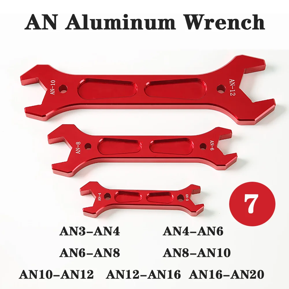 

Red AN Aluminum Wrench Hose Fitting Tool Socket Wrench Spanner Tool Kit Double Ended Fitting AN3 AN4 AN6 AN8 AN10 AN12 AN16 AN20