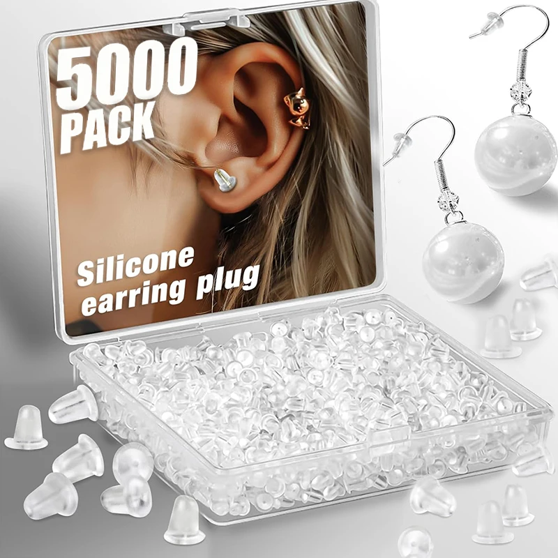 500/5000pcs Transparent Silicone Head Ear Studs Rubber Earring Clasp DIY Anti Falling Stoppers Earstuds Jewelry Components