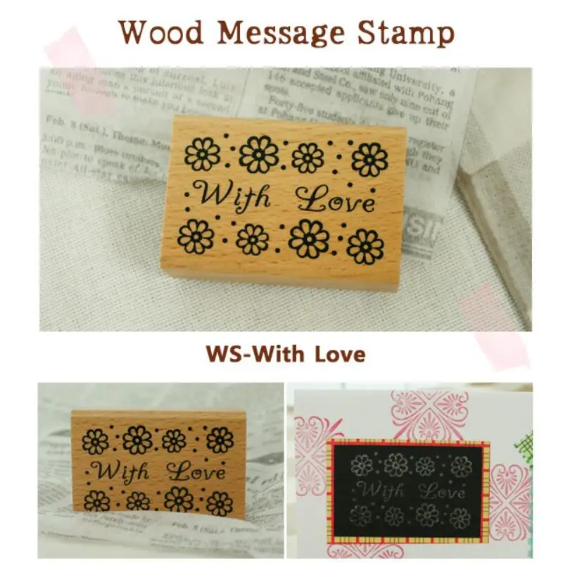 1pc/lot Blessing Word Message Craft Wooden Stamp Seal DIY Gift With Love Thank You For Scrapbooking Decoration 5 Designs Select