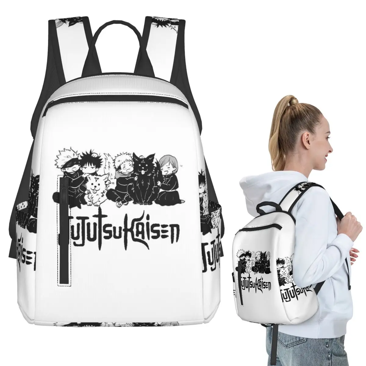 呪術廻戦アニメバックパック学生男の子女の子ブックバッグ子供スクールバッグコンピュータショルダーバッグ男性女性用