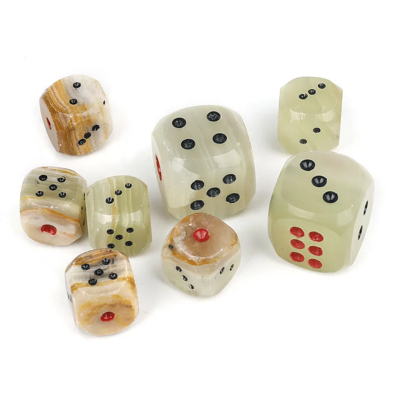 Natural Afghan Jade Striped Crystal Dice Multi-Faceted Game Dice Sieve Entertainment Board Game Digital Crafts Decoration