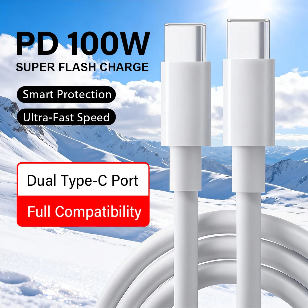 

5A 100 Вт Тип C Сверхбыстрый зарядный кабель USB C Кабель для iPhone 17 Huawei Honor OPPO Xiaomi OnePlus C-to-C Зарядный кабель