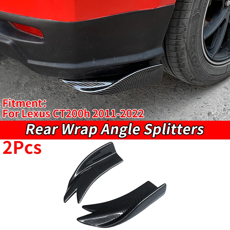 For Lexus CT200h 2011-2022 2018 Car Rear Bumper Splitters Aprons Trunk Lip Spoiler Canard Wing Diffuser Wrap Angle Protector ABS