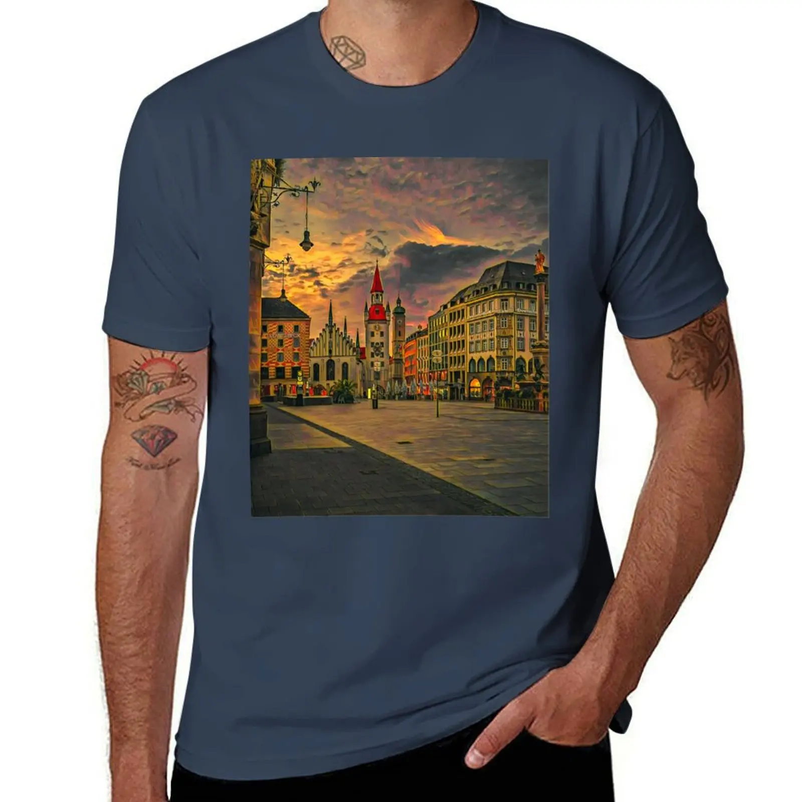 

Munich City Streets T-Shirt Casual Daily Wear Short Sleeve Top