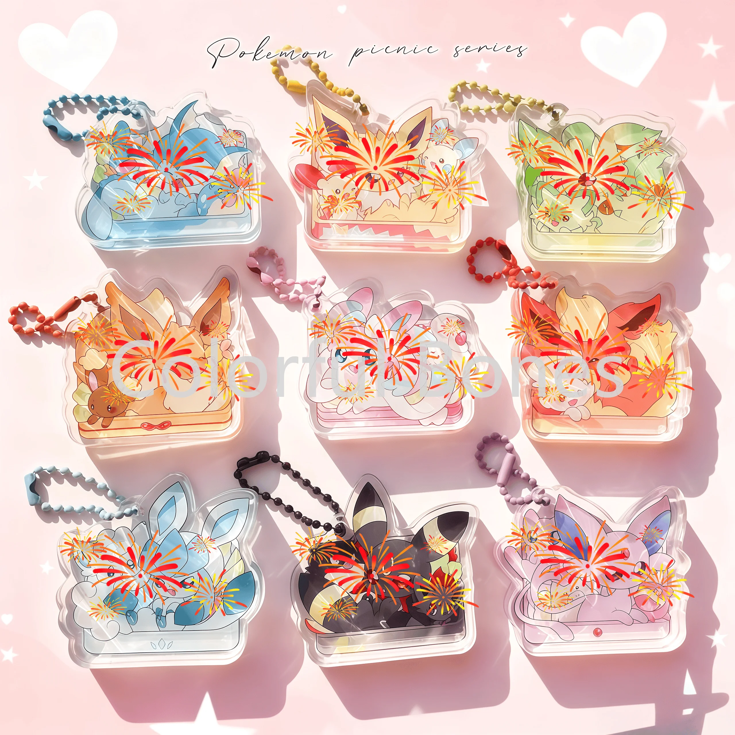 

PTCG Pokemon акриловое украшение рюкзак кулон трехмерный двусторонний Eeveelution пикник серии Espeon Vaporeon Jolteon