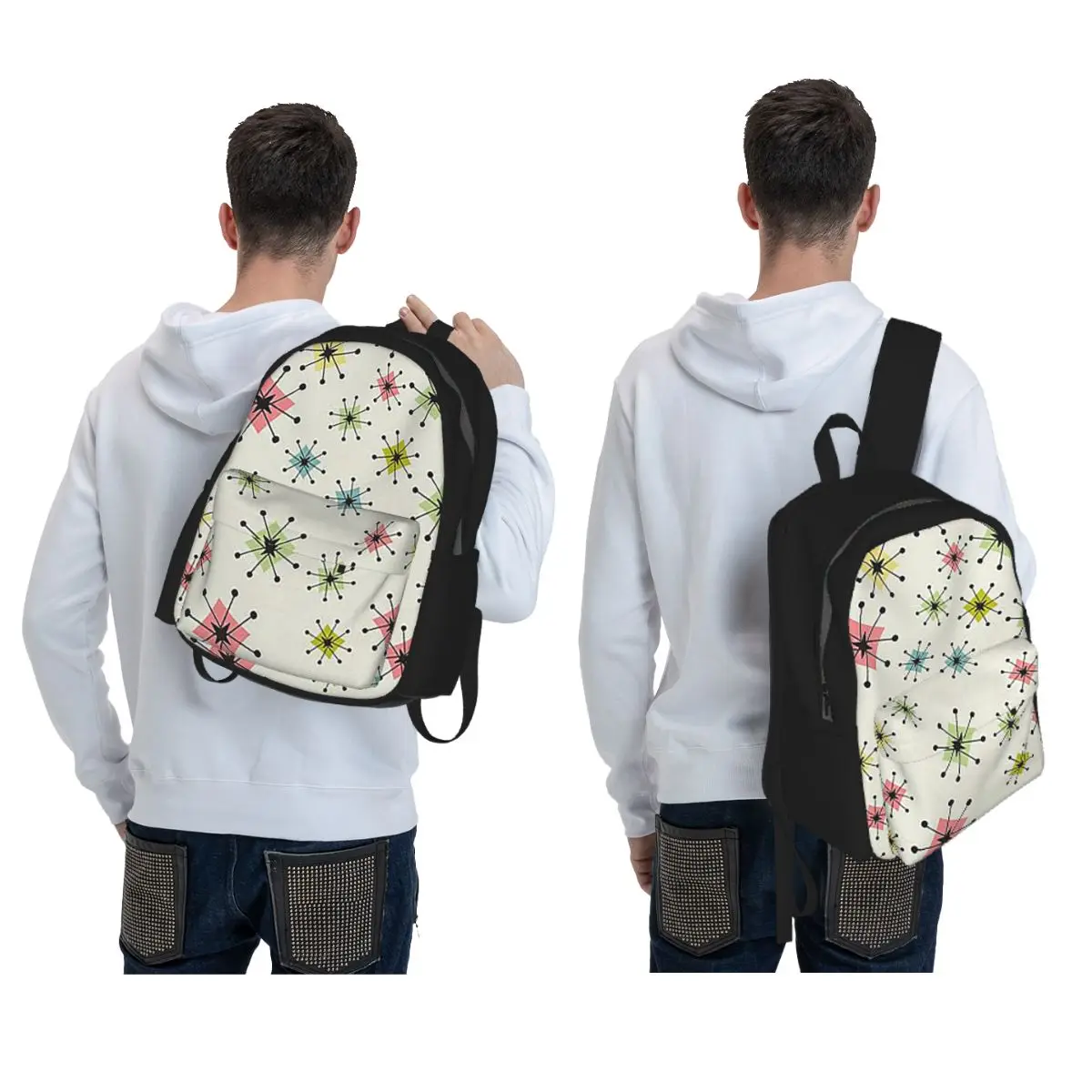 Atomic Era Graphic Backpack Student BookBag Kids School Bag Computer Shoulder Bags for Men Women