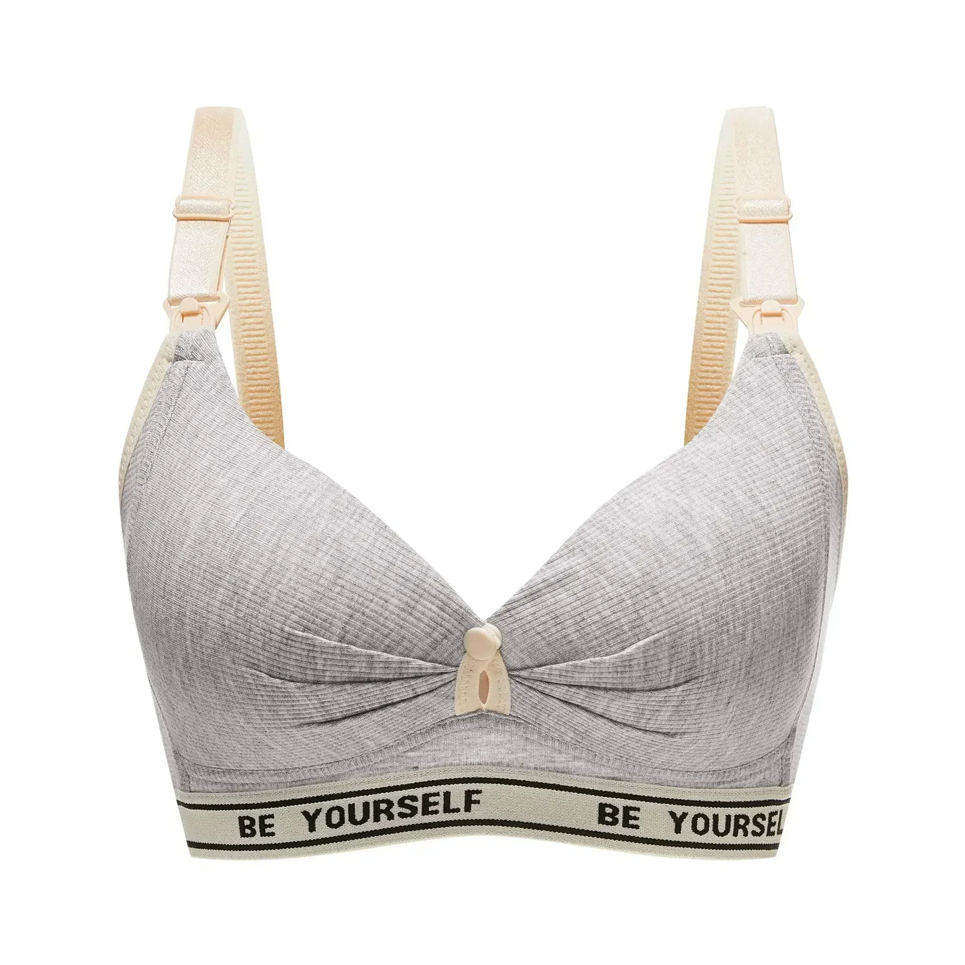 Postpartum Ladies Brassiere Nursing Bra Push-Up Anti-Sagging Small Bust Wireless Version Maternity Woman Bra Color Block Letter