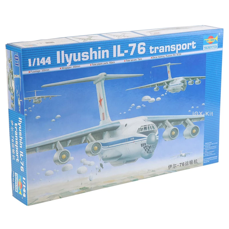 ทรัมเป็ตเตอร์03901 1/144 IL-76โซเวียต ilyushin เครื่องบินขนส่ง IL76ของเล่นชุดโมเดลของเล่นพลาสติกของขวัญอาคาร