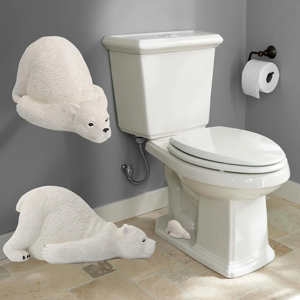 

Lovely Bear Shaped Universal Toilet Bolt Cap Resin Push-On Cover Cap Decorative Toilet Bowl Bolt Cover Easy Installation Sturdy