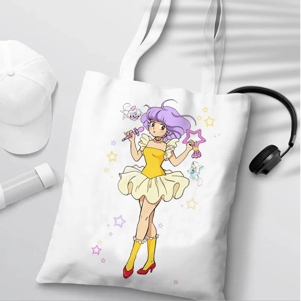 Cartoon Creamy Mami Stampa Borsa di tela Donna Moda Ragazza Studenti Borse da scuola riutilizzabili Borse per la spesa femminili