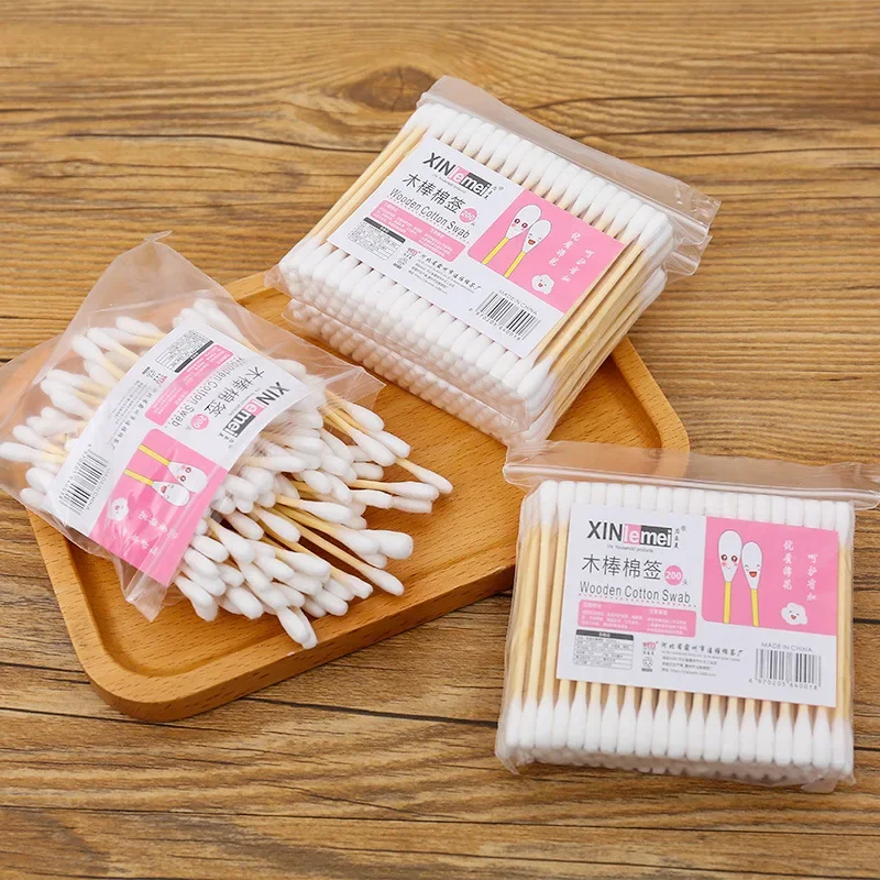 

100pcs Baby Cotton Swabs Disposable Wood Sticks Soft Cotton Buds for Baby Ear Cleaning And Girls Makeup Random Packaging