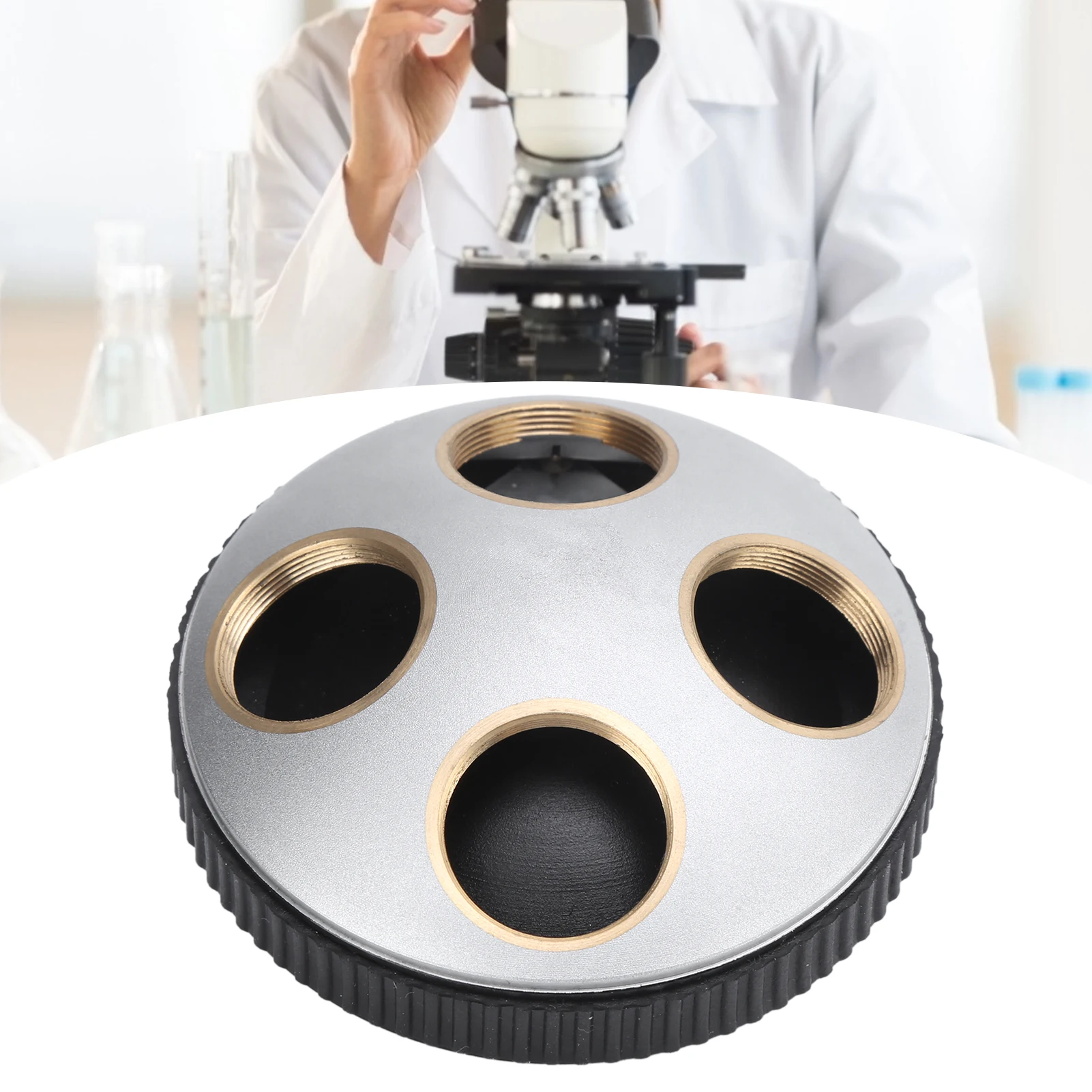 مجهر عدسة الأنف الدوارة محول 4 فتحات عدسة موضوعية محول عدسة الأنف الدوار مع واجهة RMS