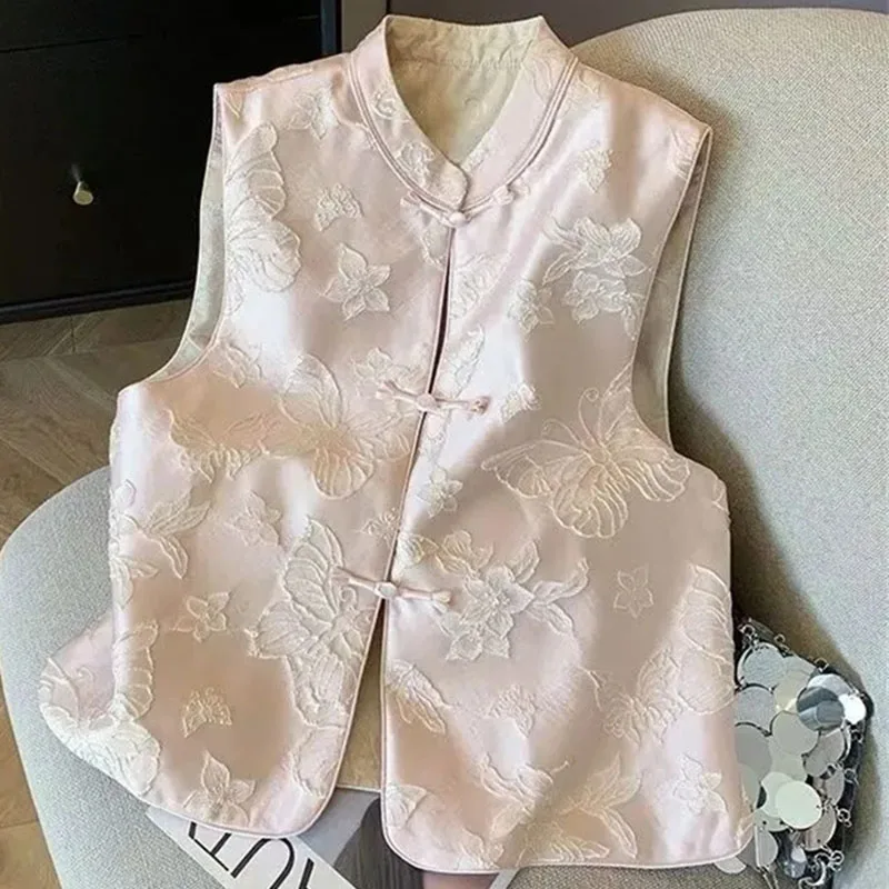 Female Embroidery Sleeveless Coat Spring Autumn Women Fashion Butterfly Waistcoat Jacket Korean Chinese Style Vest Outwear