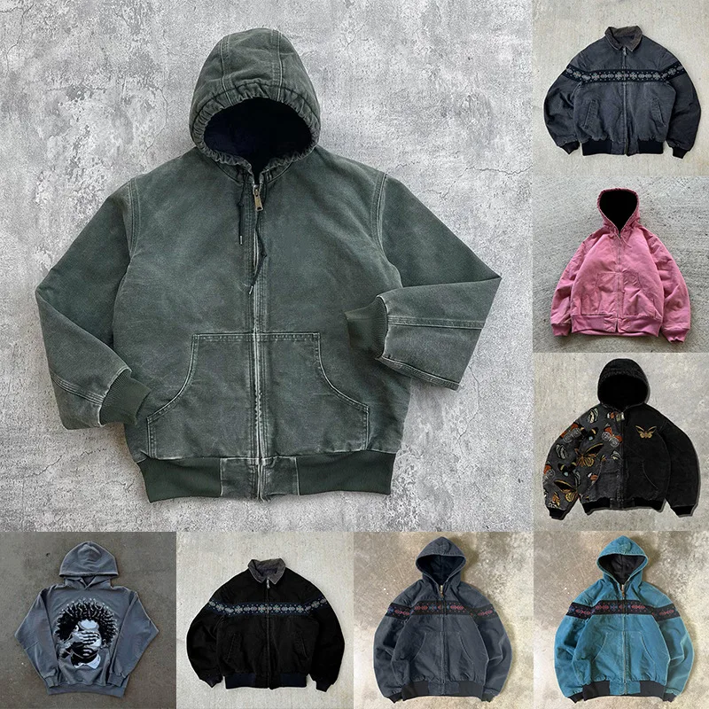 

Мужские зимние куртки и пальто 2026 года в европейском и американском стиле, трансграничные, модные, с капюшоном, в стиле хэви-индастриал, повседневные, трендовые толстовки