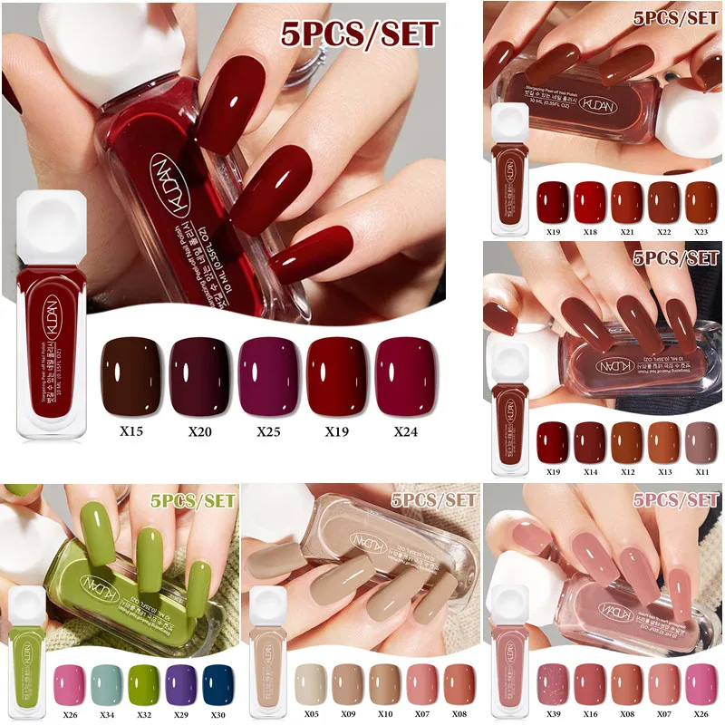 5pcs 10ml Water-Based Peel Off Nail Polish Set Red Pink Long Lasting Quick Drying No Need of Lamp to Cure Nail Supplies Nail Art