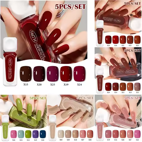 Juego de Esmalte de Uñas Despegable a Base de Agua, 5 uds., 10ml, Rojo, Rosa, Larga Duración, Secado Rápido, Sin Necesidad de Lámpara para Curar Suministros de Uñas