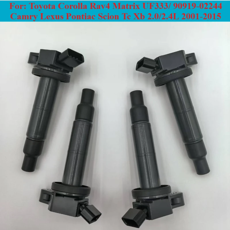 4 Pcs Ignition Coil #UF333/ 90919-02244 For Toyota Corolla Rav4 Matrix Camry Lexus Pontiac Scion Tc Xb 2.0/2.4L 2001-2015