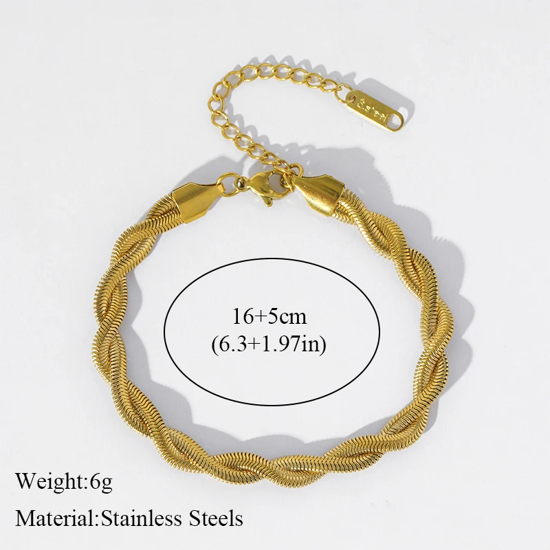 EILIECK 316L Edelstahl 18K Vergoldet Wasserdichtes Dickes Kettenhalsketten-Armband-Schmuckset für Frauen Mädchen Modisches Geschenk – Detail 9