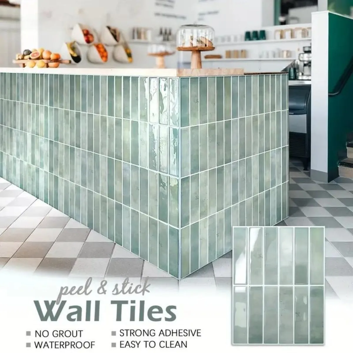 New Color Tiles Sticker Self-adhesive Waterproof Tile Backsplash Bathroom Wall Tile Sticker, Water and Mold Resistant, 22.9x29cm
