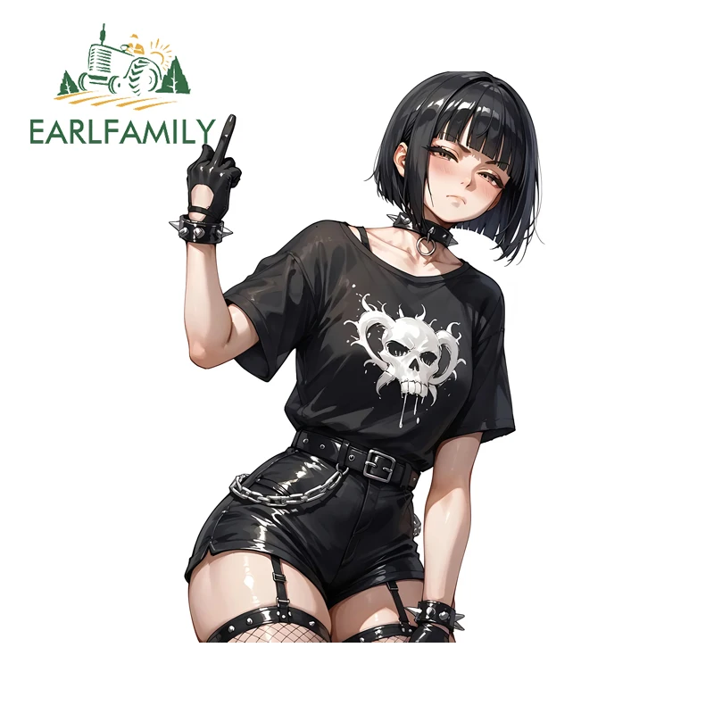 EARLFAMILY Super Shy Goth Girl Graffiti Car Stickers Funny Anime Style Delicate Windshield Window Door Decals Perfect Car Goods