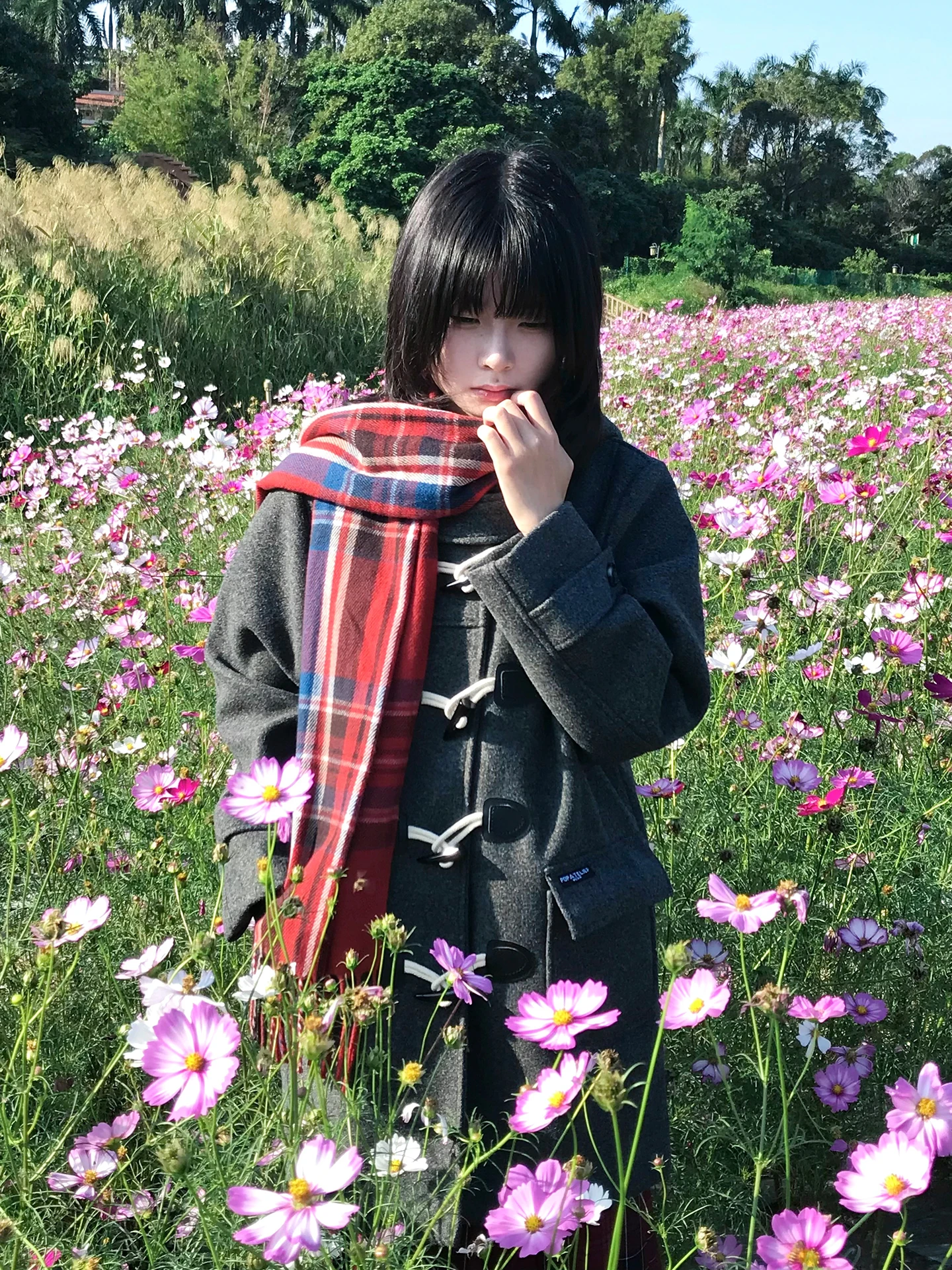 

Женское зимнее пальто Thiened с капюшоном средней длины JK Horn Button Sle, повседневное студенческое модное волокно из полиэфирного волокна