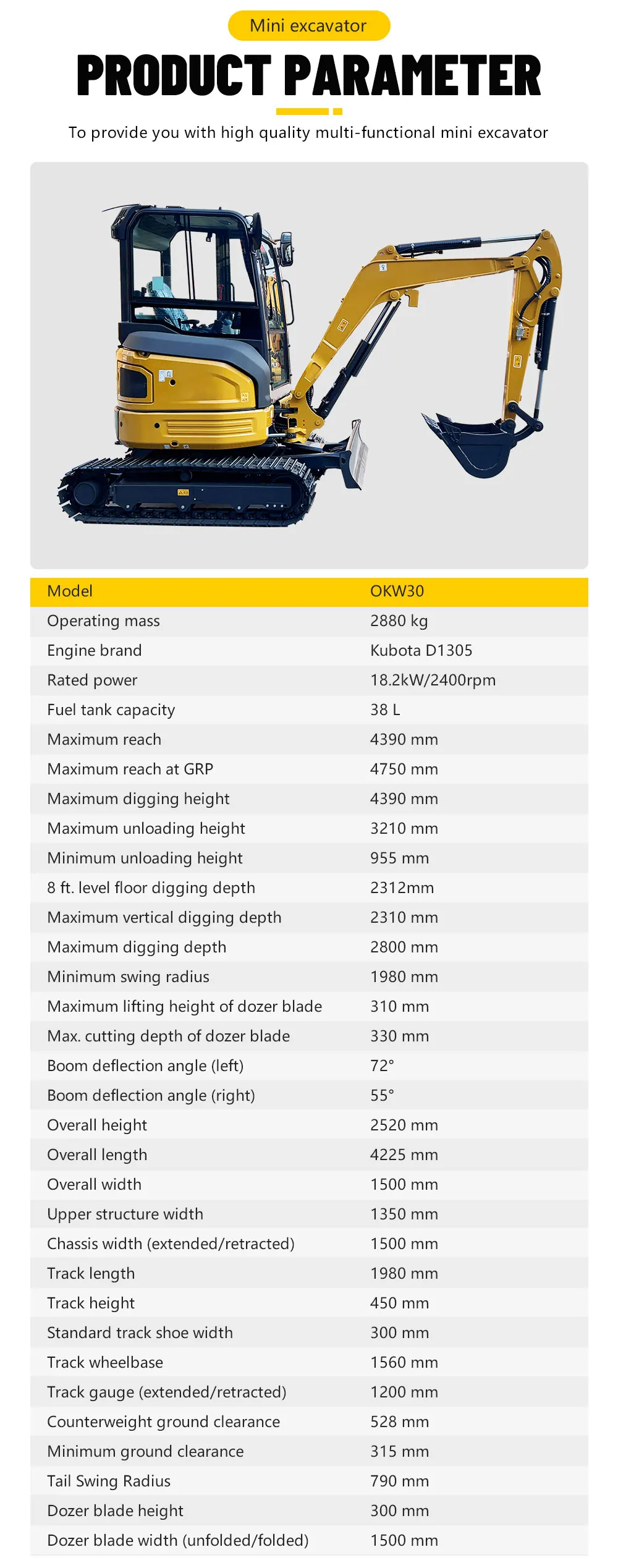 Nicosail XE27U 2880kg Kleiner Bagger 38L Kraftstofftankkapazität für Langzeitbetrieb 3 Tonnen Minibagger – Detail 4