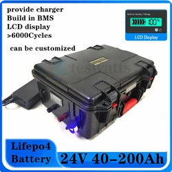 Lifepo4 24V 100Ah 40Ah 50Ah 60Ah 80Ah 120Ah 150Ah 180Ah 200Ah batteria al litio ferro fosfato per motore a traina pannello solare