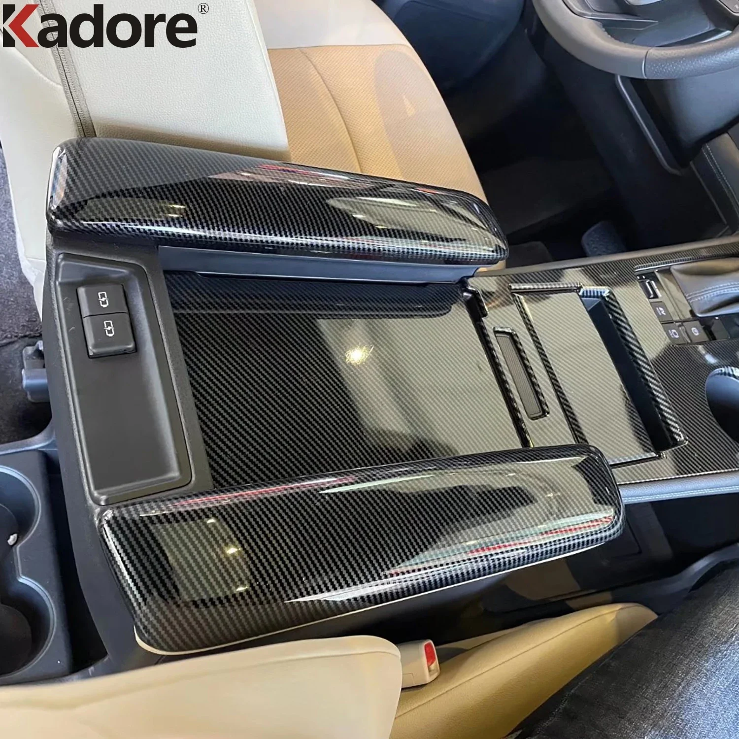 

Car Center Console Armrest Box Panel Cover Trim For Toyota Sienna 2021 2022 2023 Carbon Fiber Interior Moulding Accessories