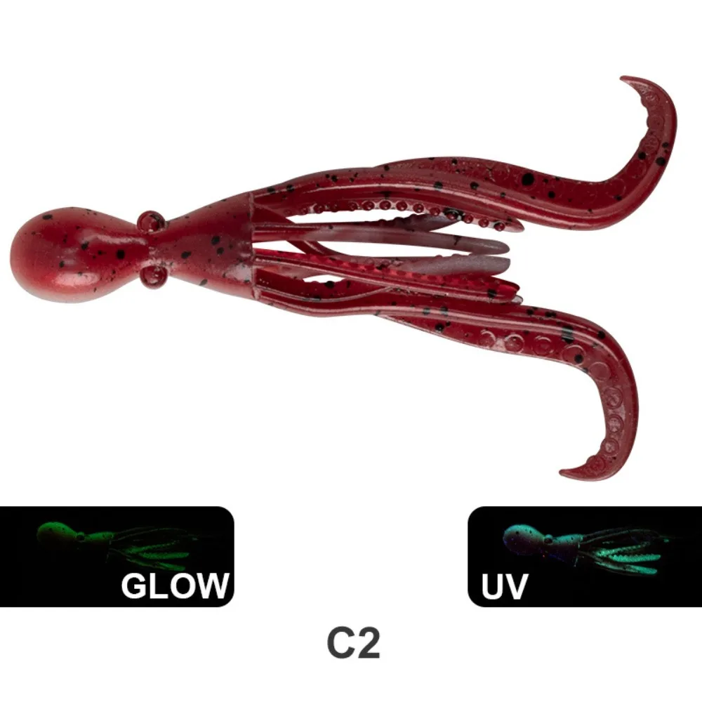 9.5cm 5g Octopus Squid Bait Fluo Saltwater Snapper Fishing Soft Lure TPE Material Kabura Pesca Wobbler Fishing Tackle