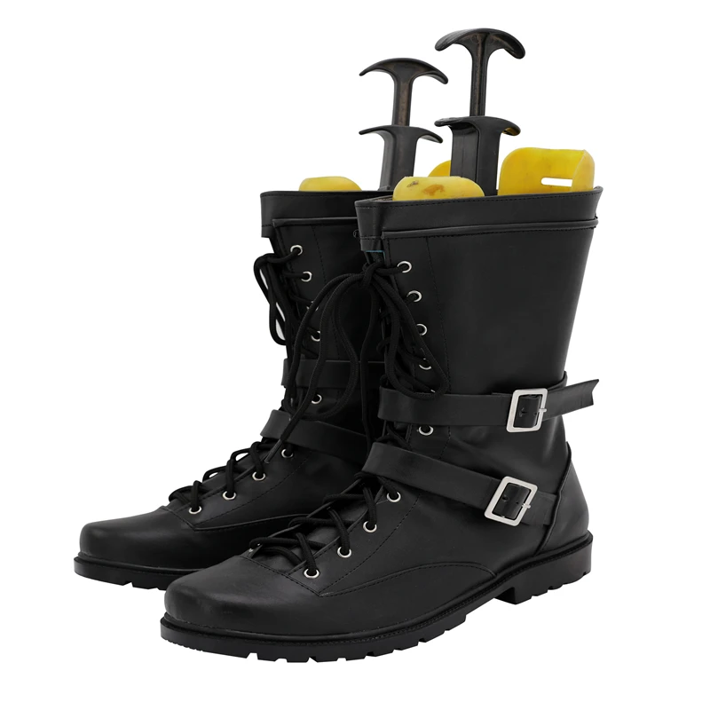 Kingdom Hearts 3 Riku Scarpe Cosplay Stivali Scarpe in pelle PU nere Scarpe di carnevale di Halloween su misura