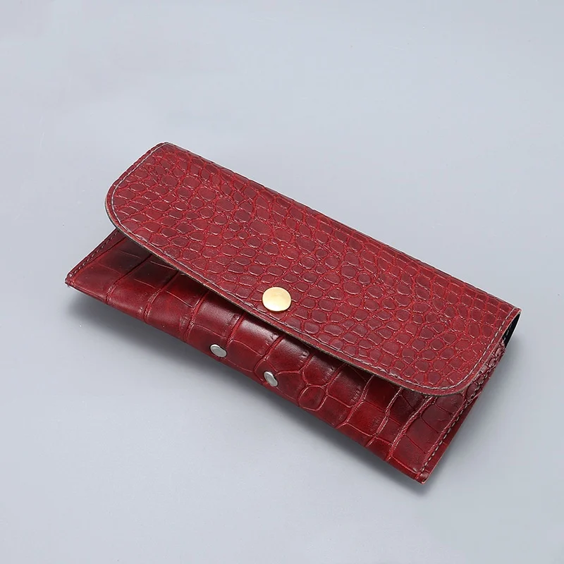Fashionable Crocodile Pattern Rectangular Soft Shell Glasses Case Leather Bag Sunglasses Storage Box