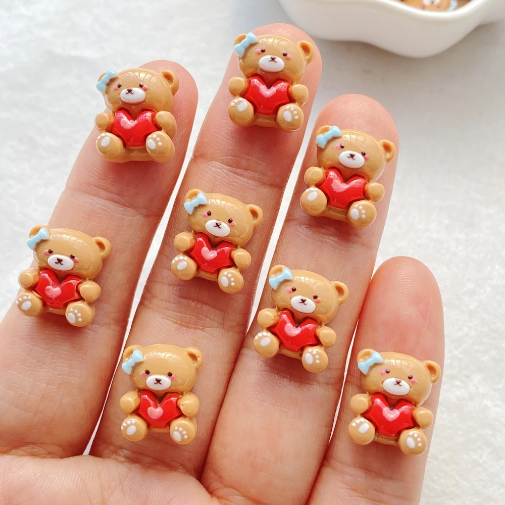 20Pcs Cute Resin Little Bear Flat Back Ornament Jewelry Making Manicure Hairwear Accessorie