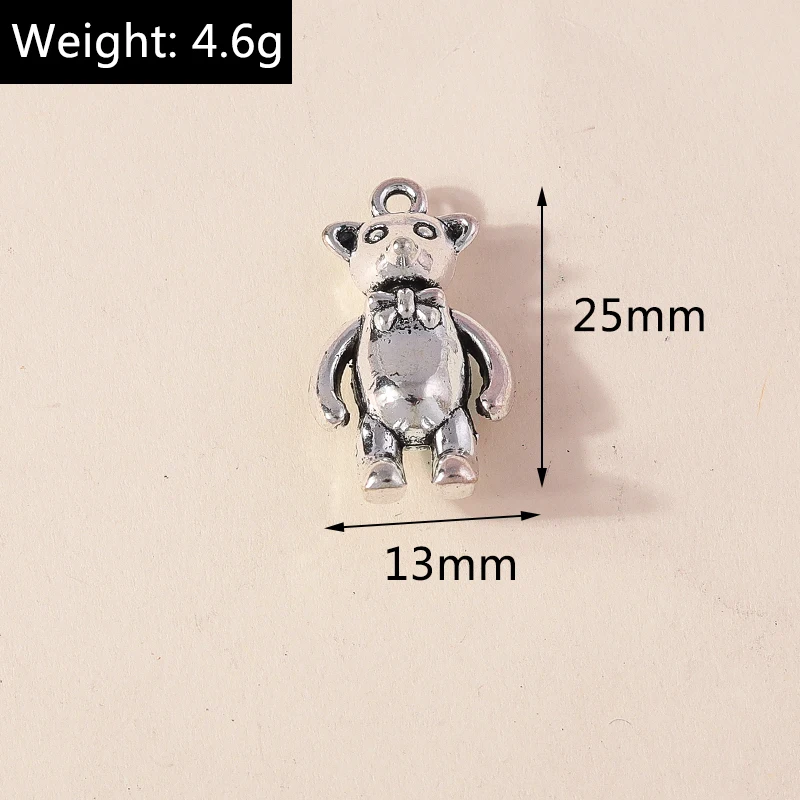 Leslie 10 Stück silberfarbene Metall-Tier-Anhänger, Legierung, Eule, Hund, Spinne, Elefant, Charms, DIY-Schmuckherstellung, Halsketten, Armband, Basteln – Detail 24