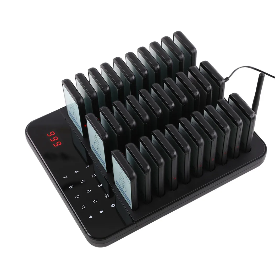 

Waterproof Queue Paging Calling System 30 Buzzers for Coffee Dessert Shop Food Truck Wireless Restaurant Pager System