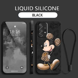 Minnie Mouse Anime Phone Case For Samsung Galaxy A73 A54 A53 A33 A52 A32 A22 A71 A51 A21S A03S 4G 5G Liquid Left Rope Soft Cover