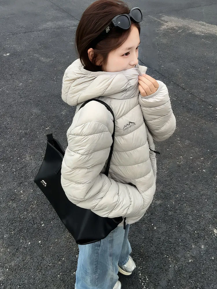 

Женская легкая пуховая куртка-пуховик с капюшоном, зимняя теплая, для пар, в корейском стиле, морозостойкая, хлопковая одежда