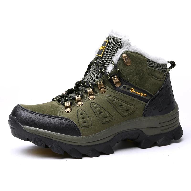 

Winter Men Boots High-Top Wear-Resistant Hiking Boots Outdoor Large Size Plus Velvet Warm Boots Men Hiking Casual Sports Shoes