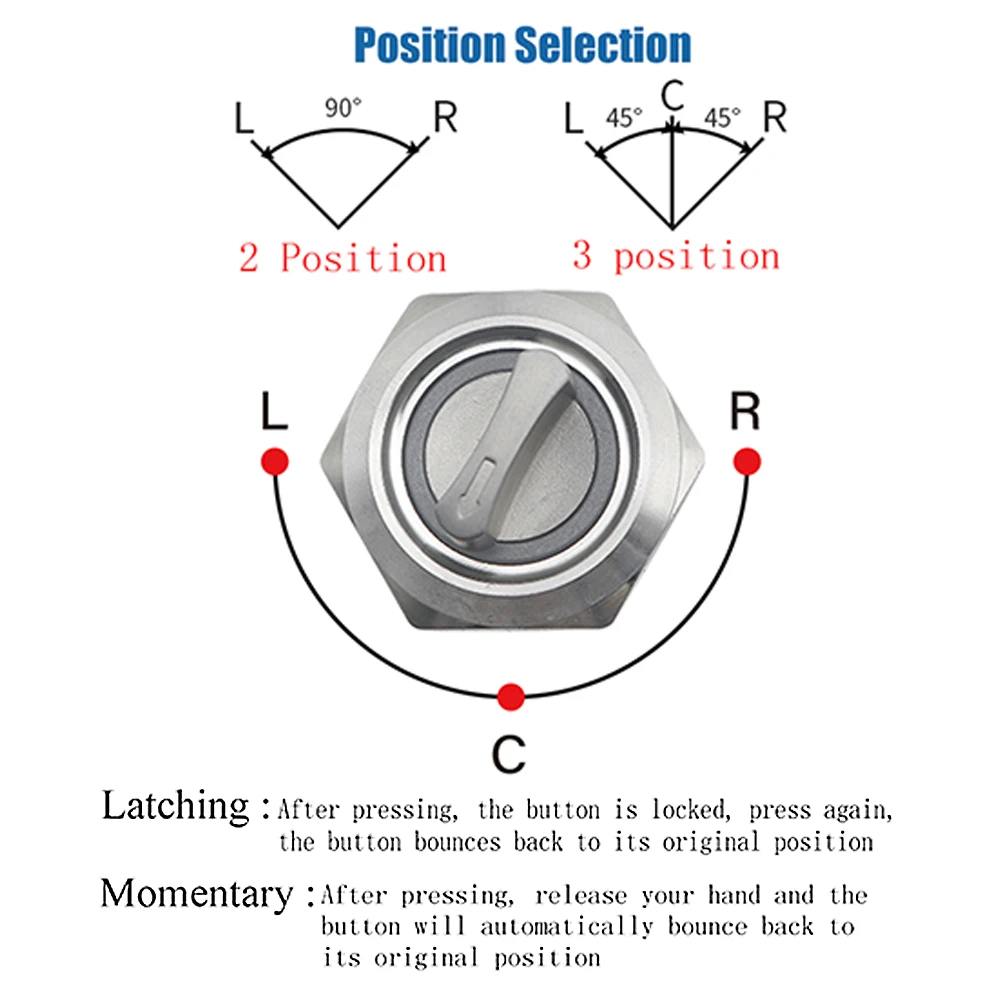 19mm 2 3 Positie Metalen Keuzeschakelaar Draaischakelaar Vergrendeling Drukknop Met 12 V 220 V LED Verlichte Schakelaar 1NO1NC Rood Groen