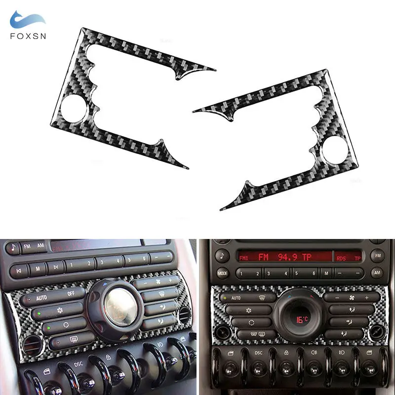 Car Air Conditioning Control Panel Trim For BMW Mini Cooper Hatch one R50 R53 2002 2003 2004 2005 2006 Soft Carbon Fiber Sticker