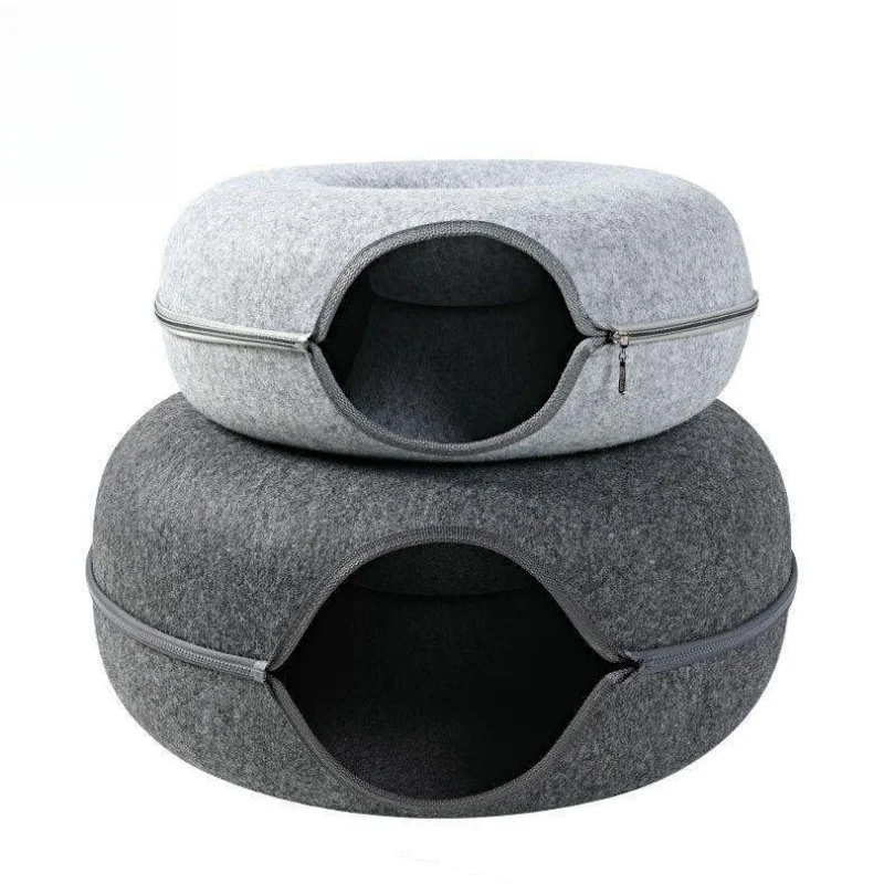 Wholesale 50cm 60cm Felt Cat House Cat Playing Tunnel Wear-proof Cat Toy Cave Doughnut Shape