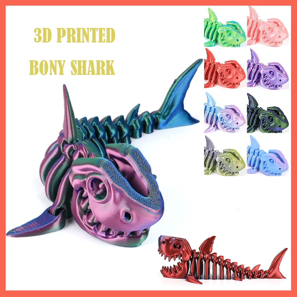 3D wydrukowano Bony Shark Model zabawki zwierzęta figurki wieloprzegubowe ustawienie Fishbowl dekoracyjna ozdoba na biurko Luminous nowość