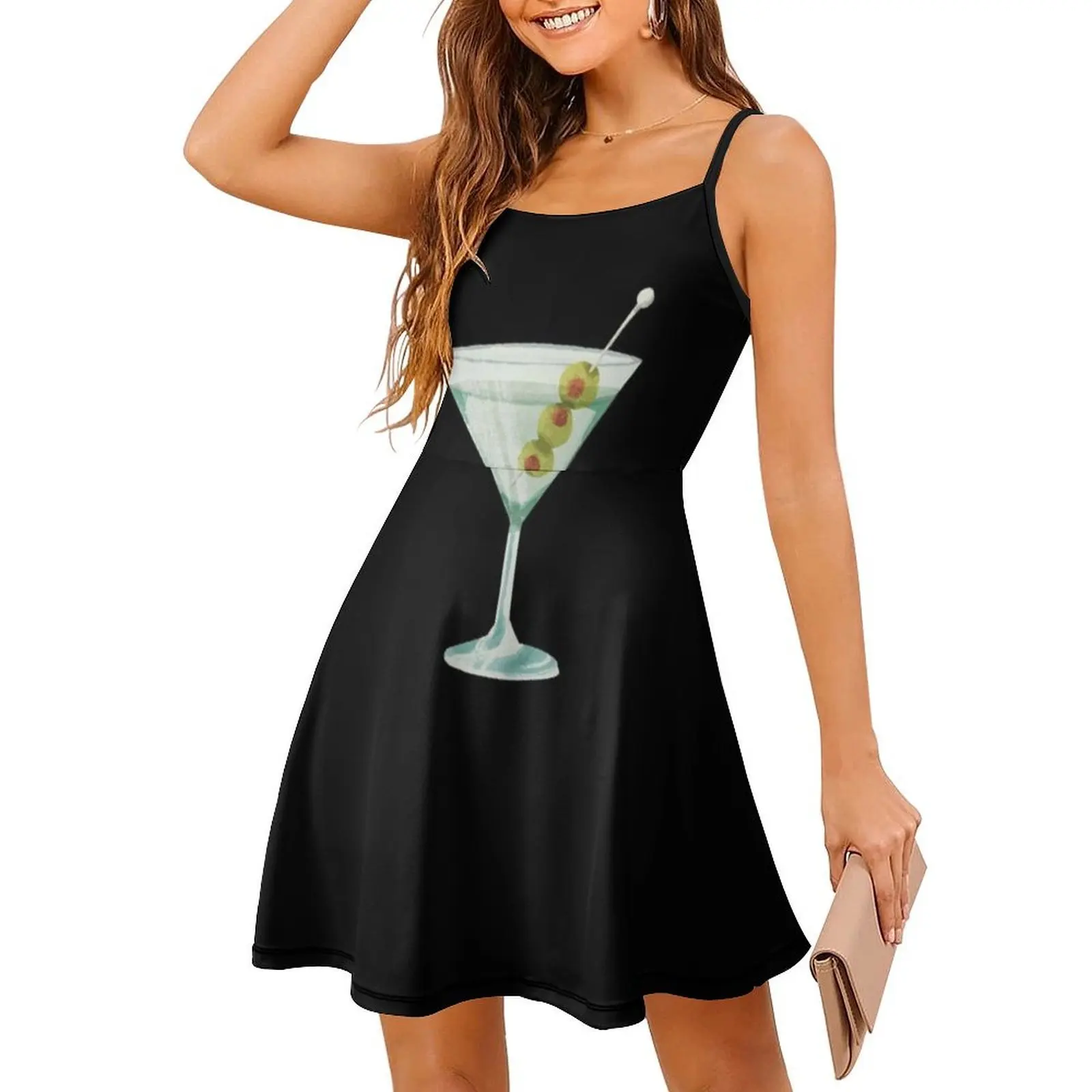 فستان كلاسيكي كوكتيل زيتوني عتيق بوهيمي بأكمام منتفخة أو خيارات بدون أكمام للنساء فستان كوكتيل جاف قذر إسبرسو #3